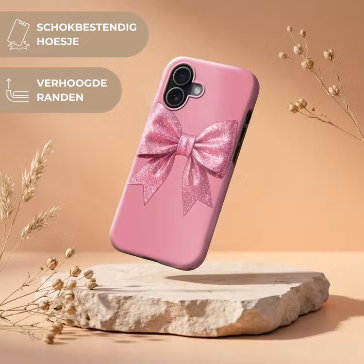 Telefoonhoesje Toughcase - Roze strik - Glitter — 5