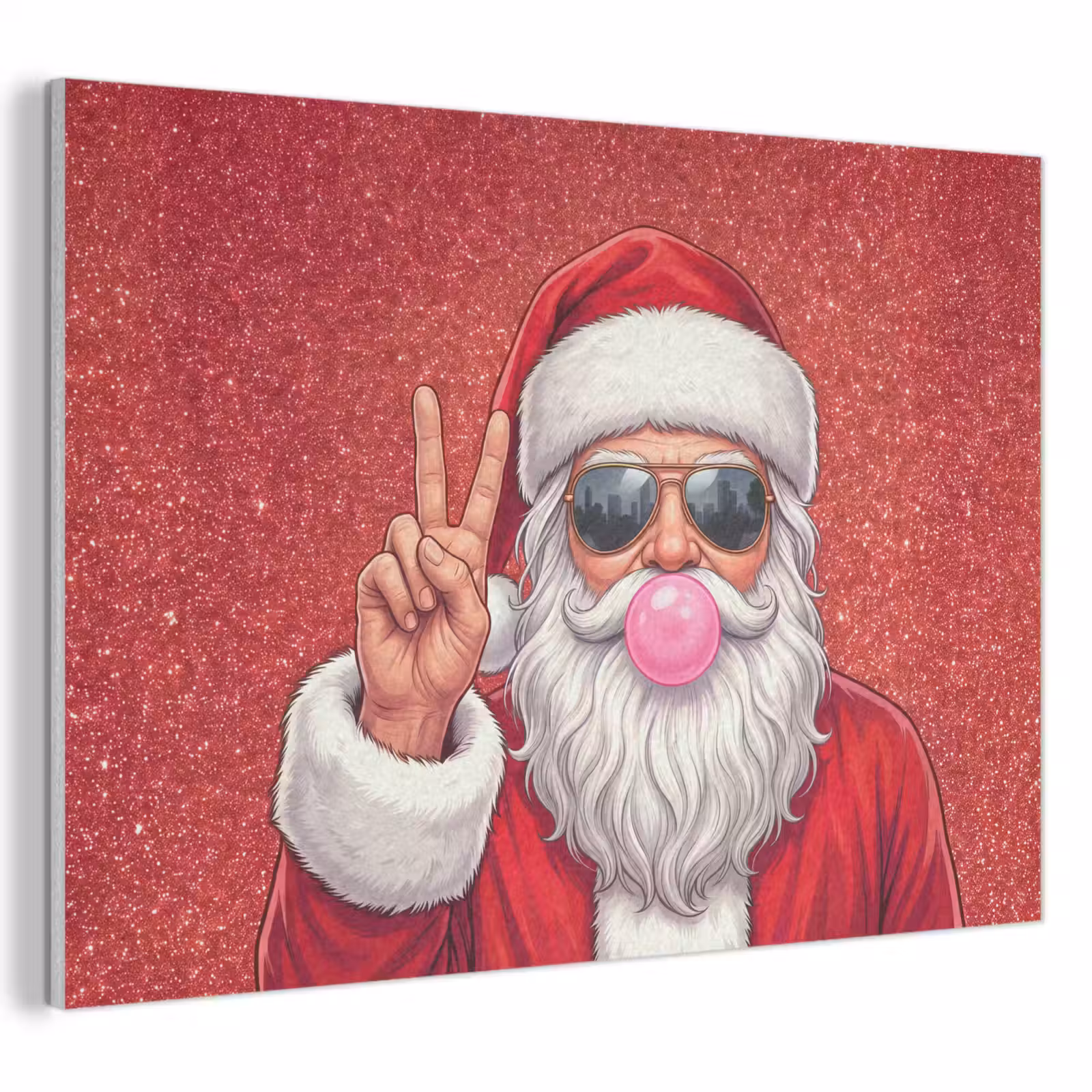 Akoestisch schilderij - Kerstman - Zonnebril - Kerst — 1