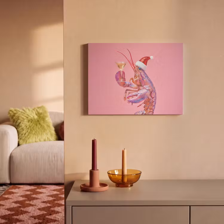 Akoestisch schilderij - Kreeft - Kerst - Roze — 2