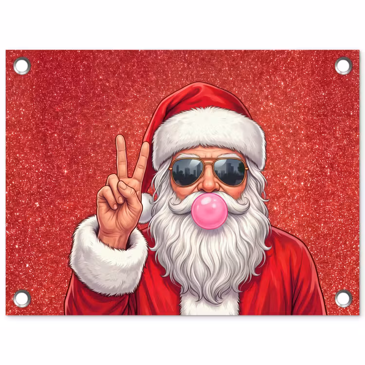 Tuinposter - Kerstman - Zonnebril - Kerst — 1