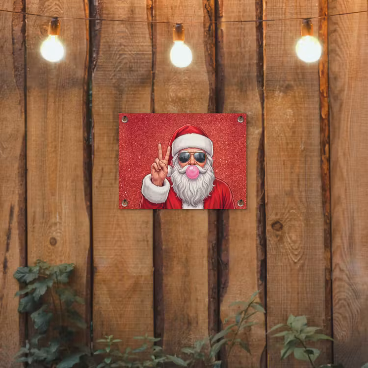 Tuinposter - Kerstman - Zonnebril - Kerst — 2