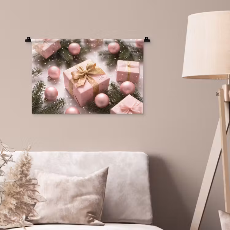 Wandkleed - Cadeau - Kerst - Roze — 2