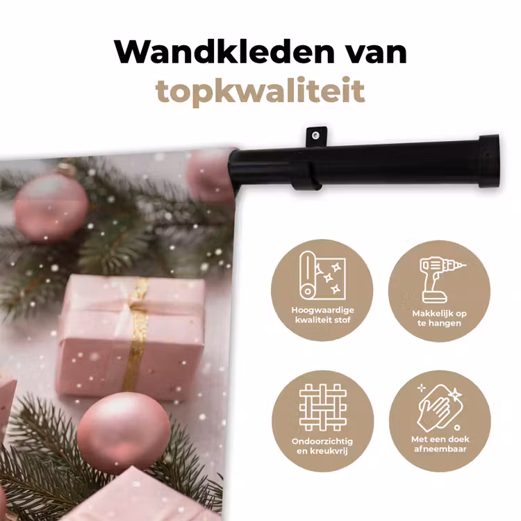 Wandkleed - Cadeau - Kerst - Roze — 3