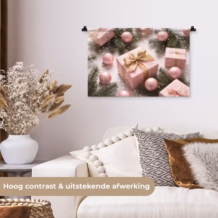 Wandkleed - Cadeau - Kerst - Roze — 4
