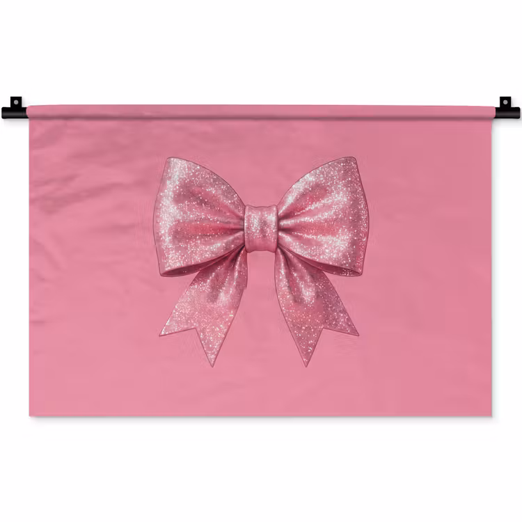 Wandkleed - Roze strik - Glitter — 1