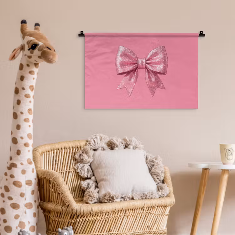 Wandkleed - Roze strik - Glitter — 5