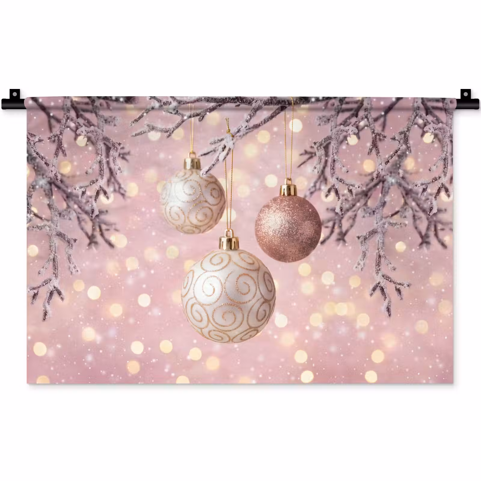 Wandkleed - Kerstbal - Roze - Winter — 1