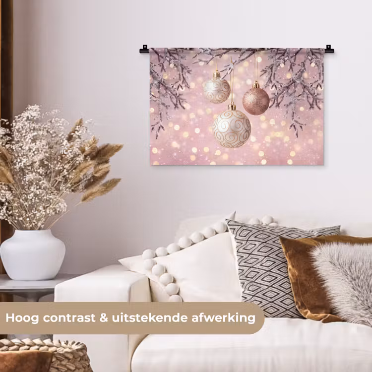 Wandkleed - Kerstbal - Roze - Winter — 4