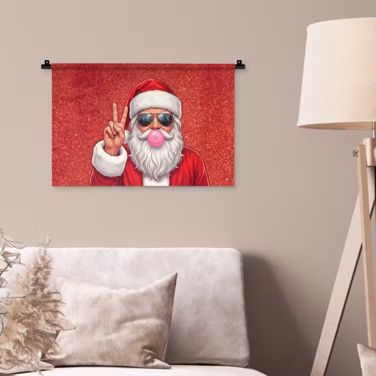 Wandkleed - Kerstman - Zonnebril - Kerst — 2