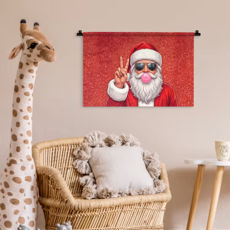 Wandkleed - Kerstman - Zonnebril - Kerst — 5