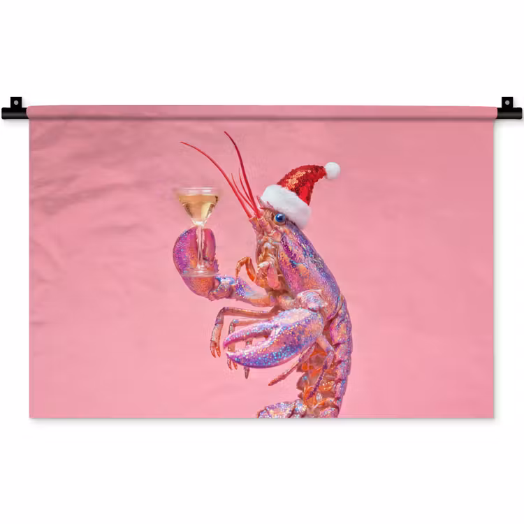 Wandkleed - Kreeft - Kerst - Roze — 1