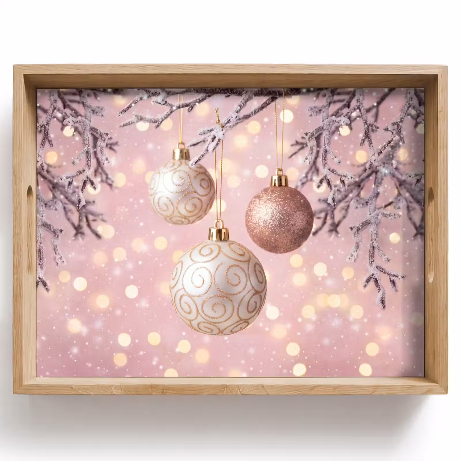Dienblad - Kerstbal - Roze - Winter — 1