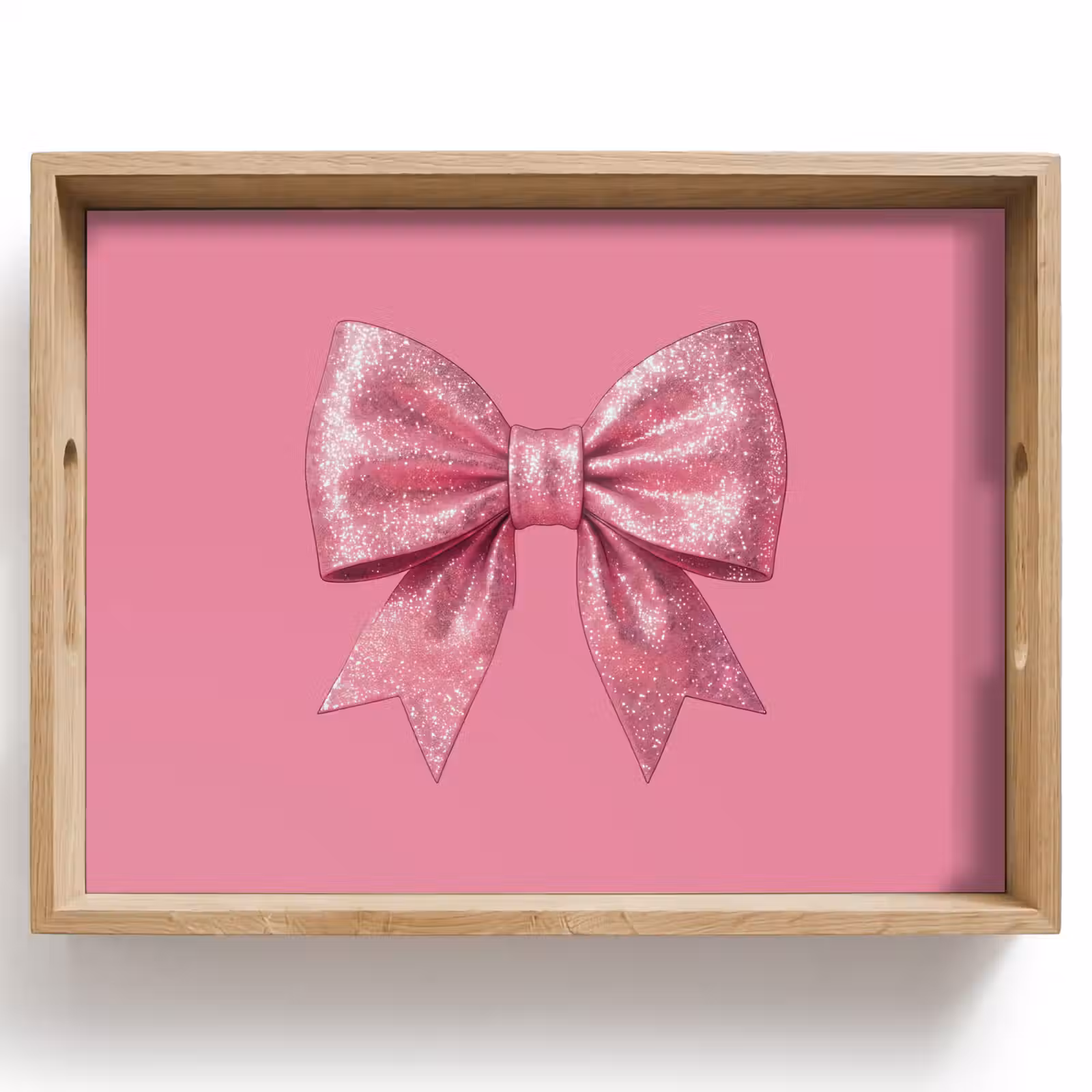 Dienblad - Roze strik - Glitter — 1