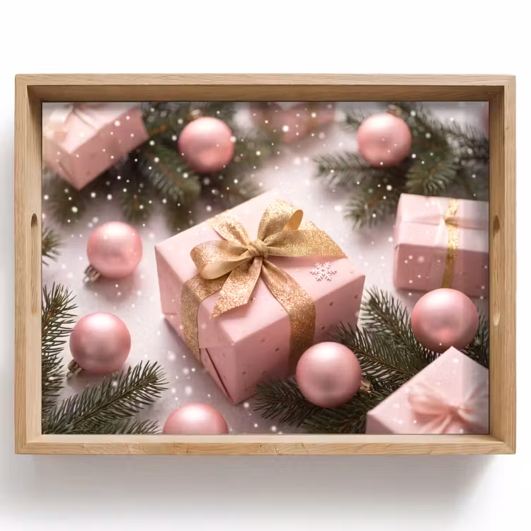 Dienblad - Cadeau - Kerst - Roze — 1