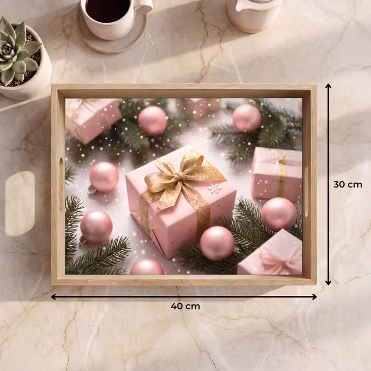 Dienblad - Cadeau - Kerst - Roze — 9