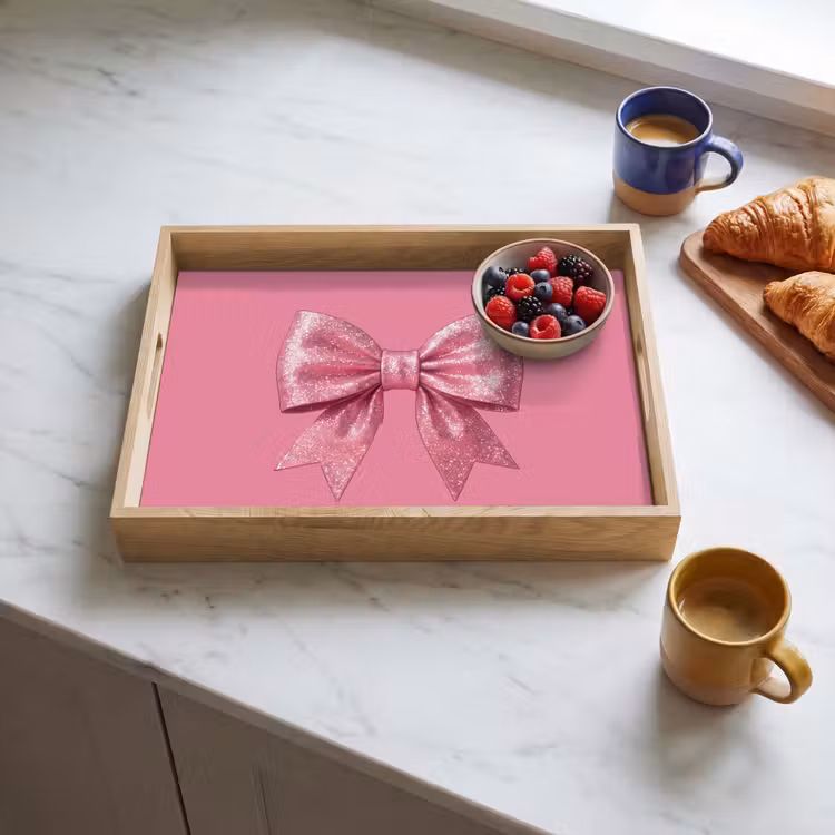 Dienblad - Roze strik - Glitter — 4