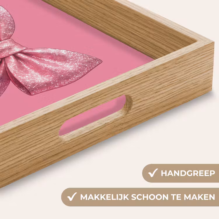 Dienblad - Roze strik - Glitter — 5