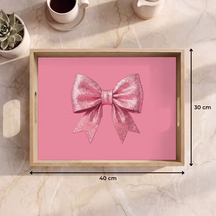 Dienblad - Roze strik - Glitter — 9
