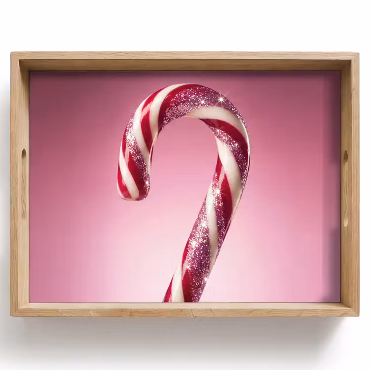 Dienblad - Zuurstok - Glinsterend - Roze — 1