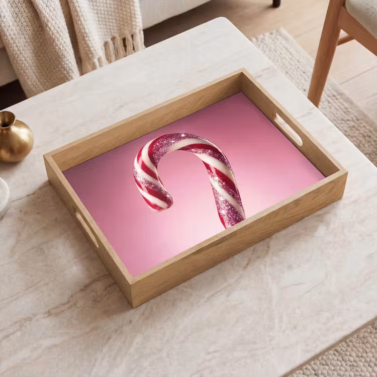 Dienblad - Zuurstok - Glinsterend - Roze — 2