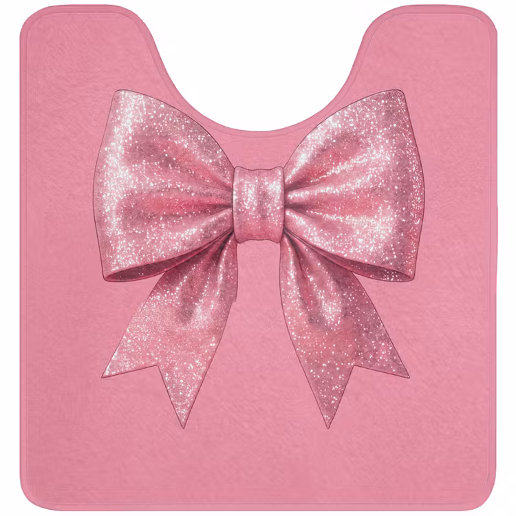 WC Mat - Roze strik - Glitter — 1