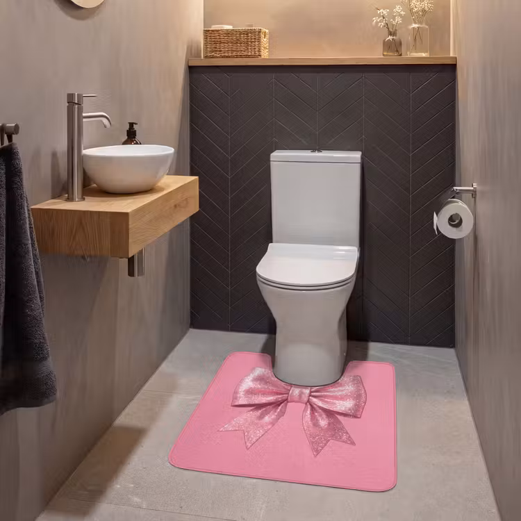 WC Mat - Roze strik - Glitter — 2