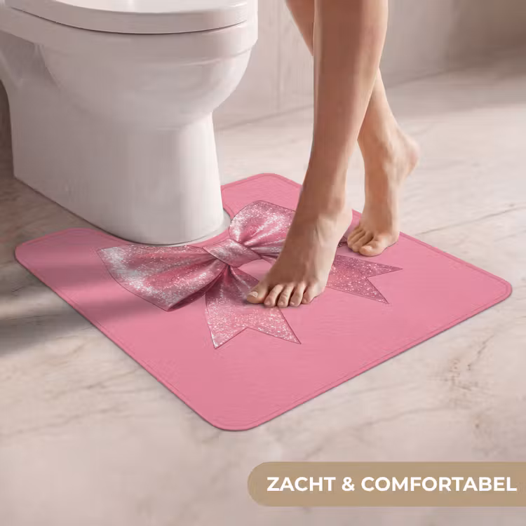 WC Mat - Roze strik - Glitter — 5