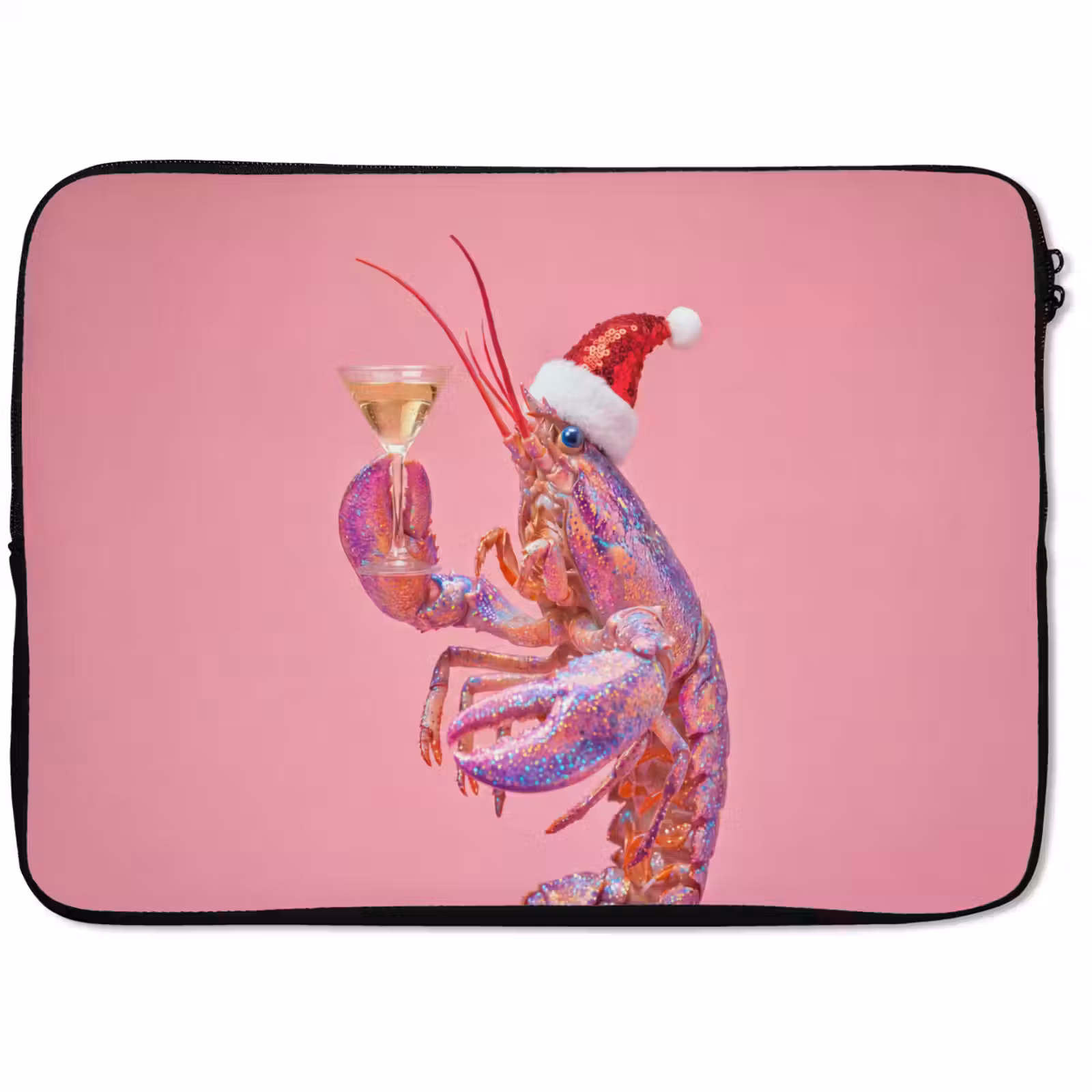 Laptophoes Kreeft - Kerst - Roze — 1