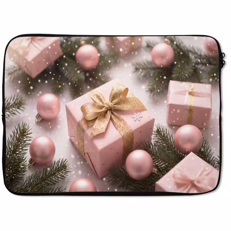 Laptophoes Cadeau - Kerst - Roze — 1