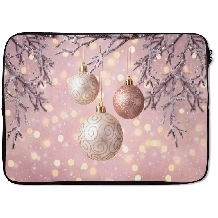Laptophoes Kerstbal - Roze - Winter — 1
