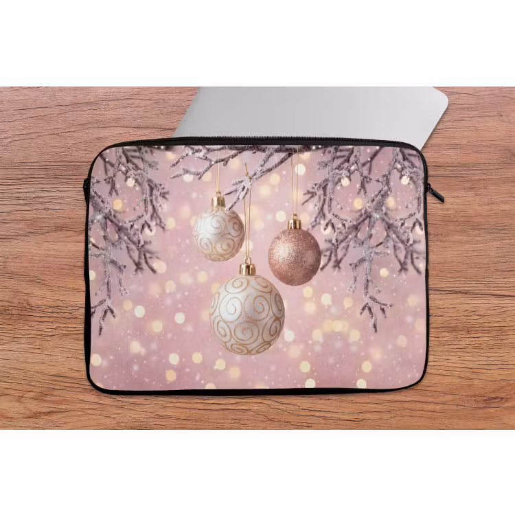 Laptophoes Kerstbal - Roze - Winter — 2