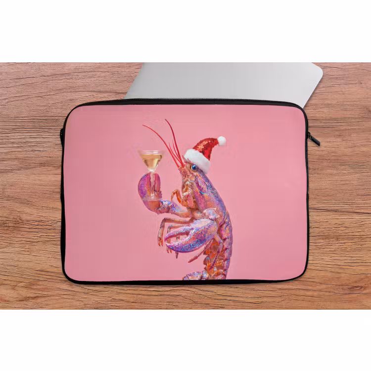 Laptophoes Kreeft - Kerst - Roze — 2