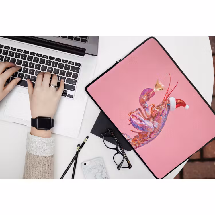Laptophoes Kreeft - Kerst - Roze — 3