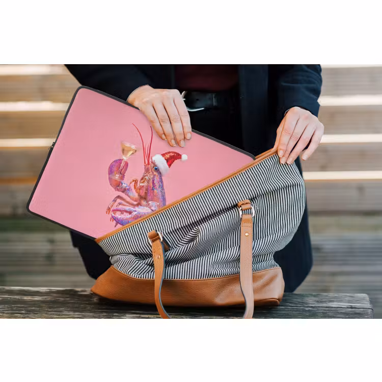 Laptophoes Kreeft - Kerst - Roze — 4