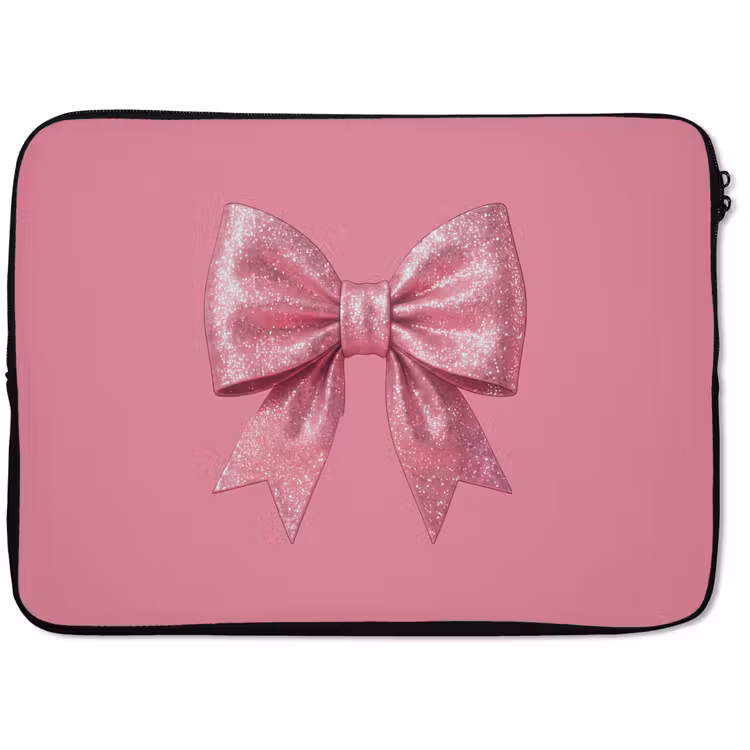 Laptophoes Roze strik - Glitter — 1