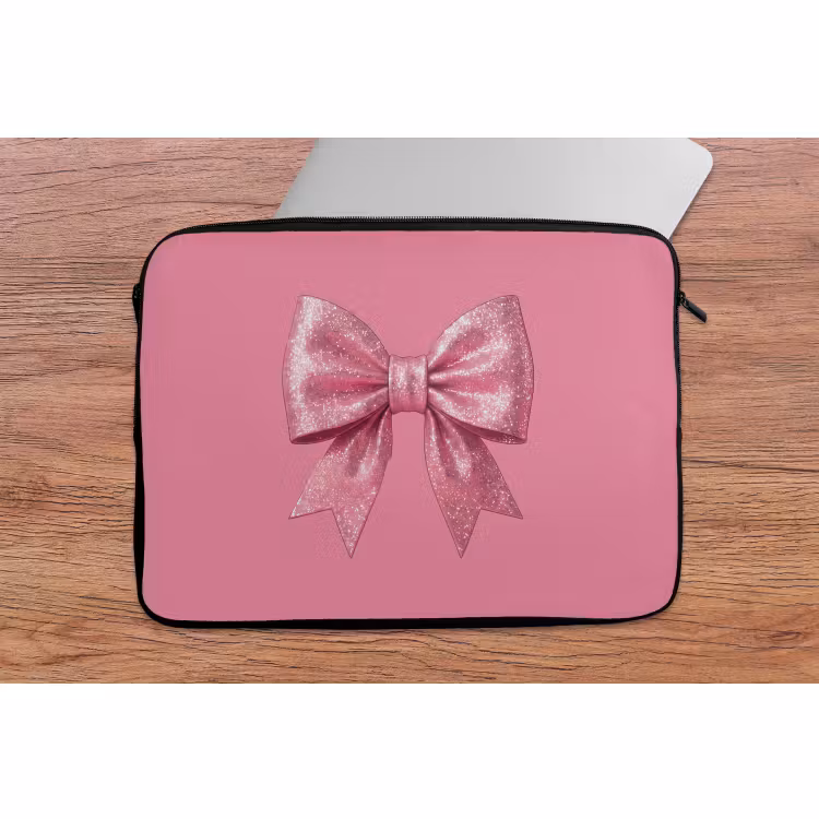 Laptophoes Roze strik - Glitter — 2