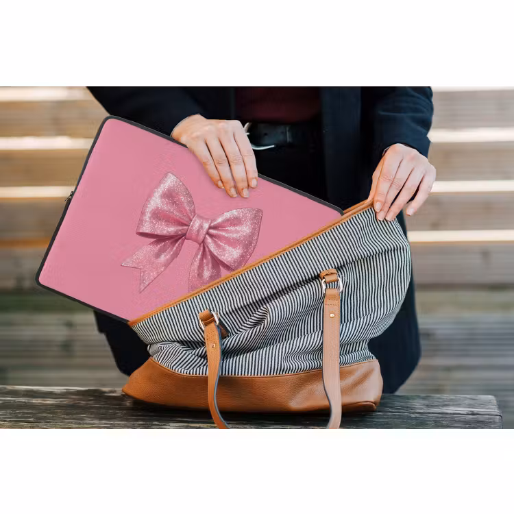 Laptophoes Roze strik - Glitter — 4