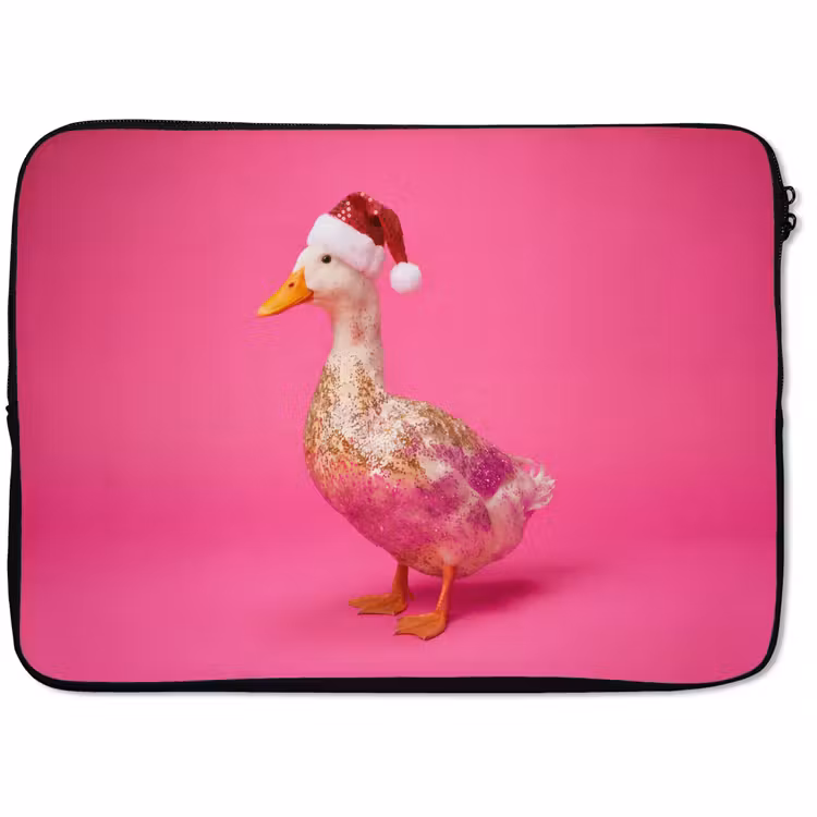 Laptophoes Vogel - Kerst - Roze — 1