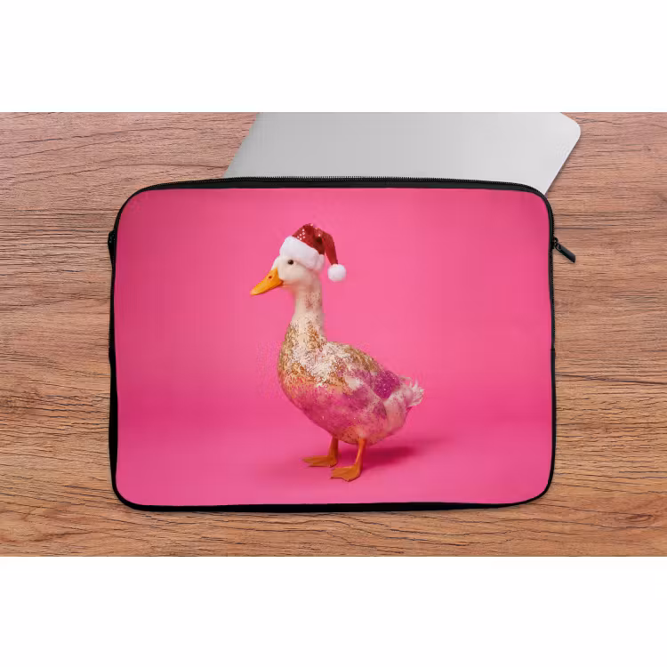 Laptophoes Vogel - Kerst - Roze — 2