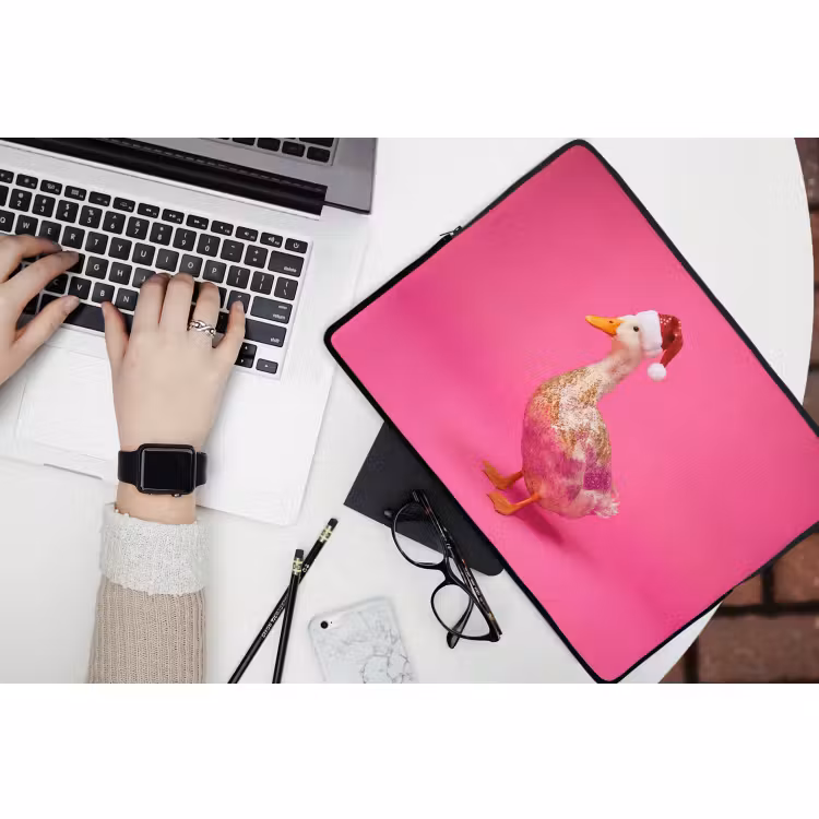 Laptophoes Vogel - Kerst - Roze — 3