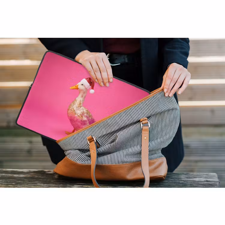 Laptophoes Vogel - Kerst - Roze — 4
