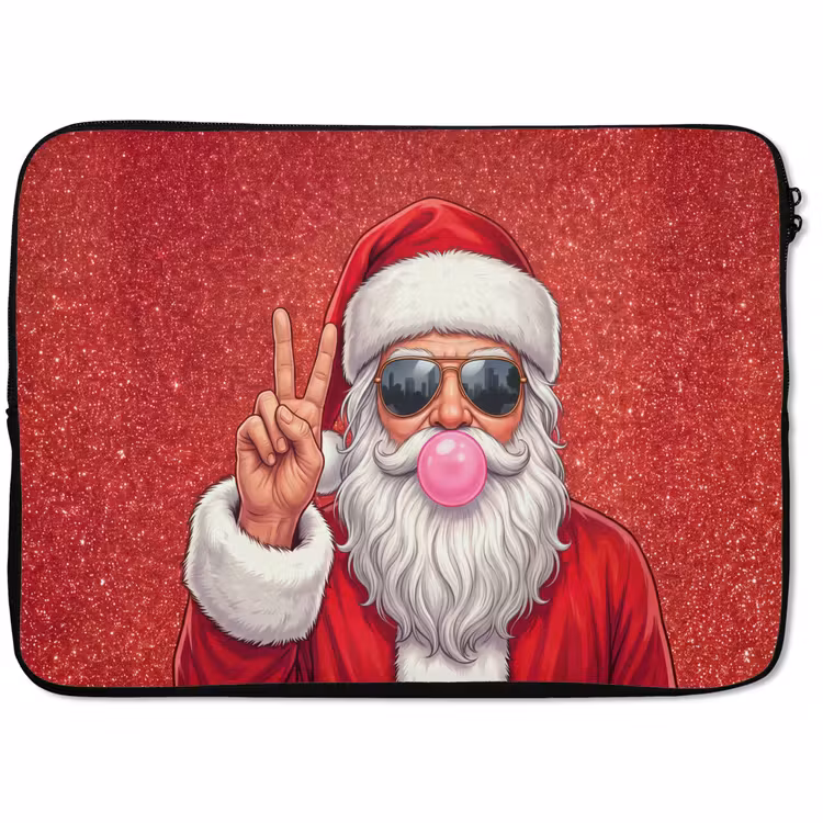 Laptophoes Kerstman - Zonnebril - Kerst — 1