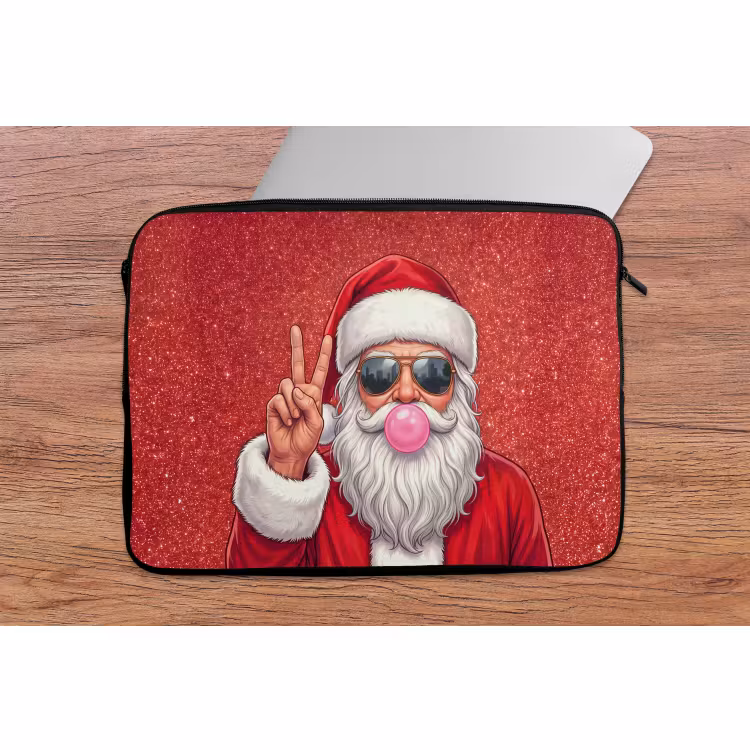 Laptophoes Kerstman - Zonnebril - Kerst — 2