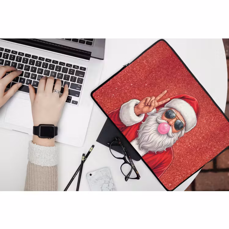 Laptophoes Kerstman - Zonnebril - Kerst — 3