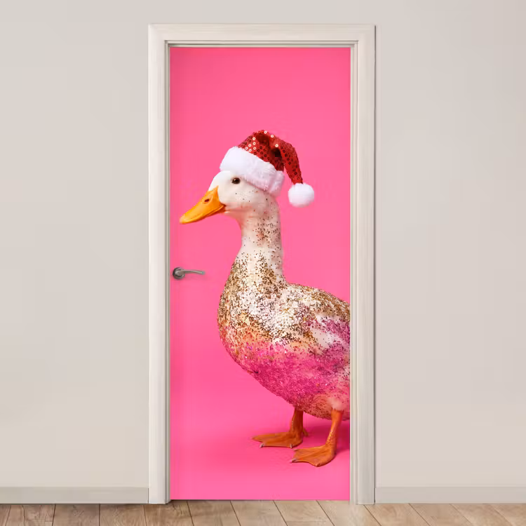 Deursticker - Vogel - Kerst - Roze — 1