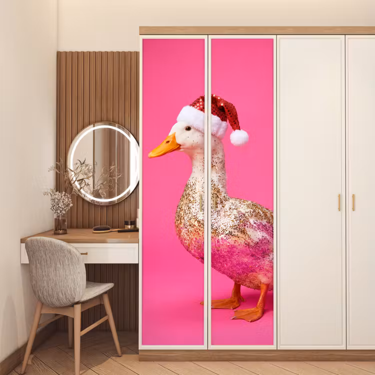 Deursticker - Vogel - Kerst - Roze — 5