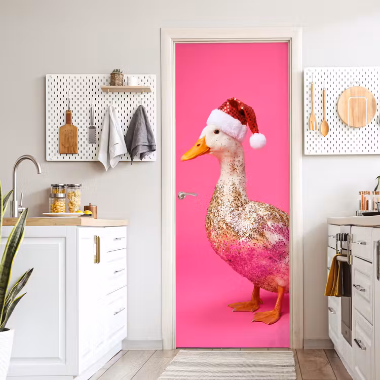 Deursticker - Vogel - Kerst - Roze — 7