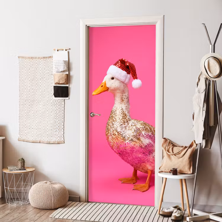 Deursticker - Vogel - Kerst - Roze — 8