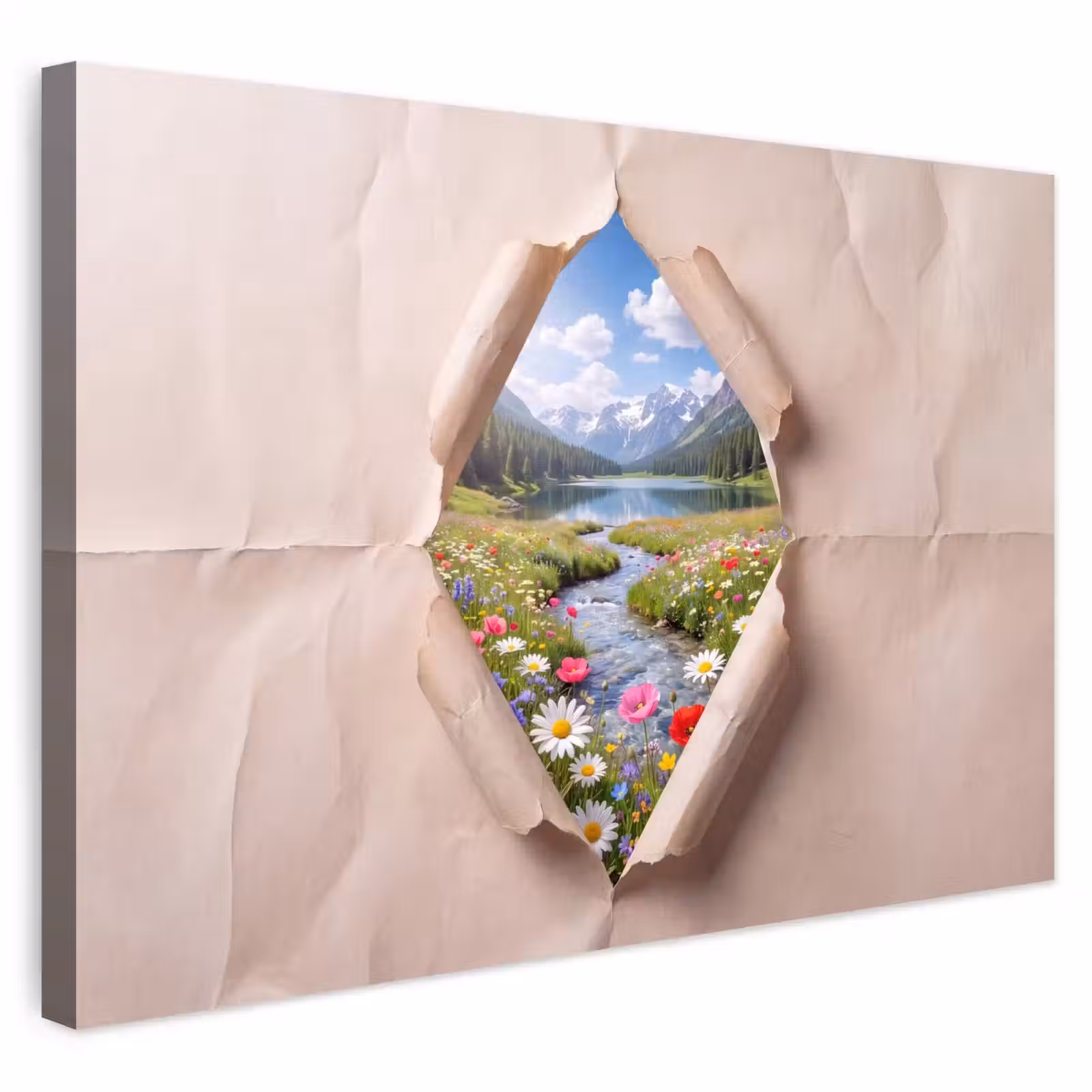 Buiten canvas - Bloemen - Rivier - Landschap — 1