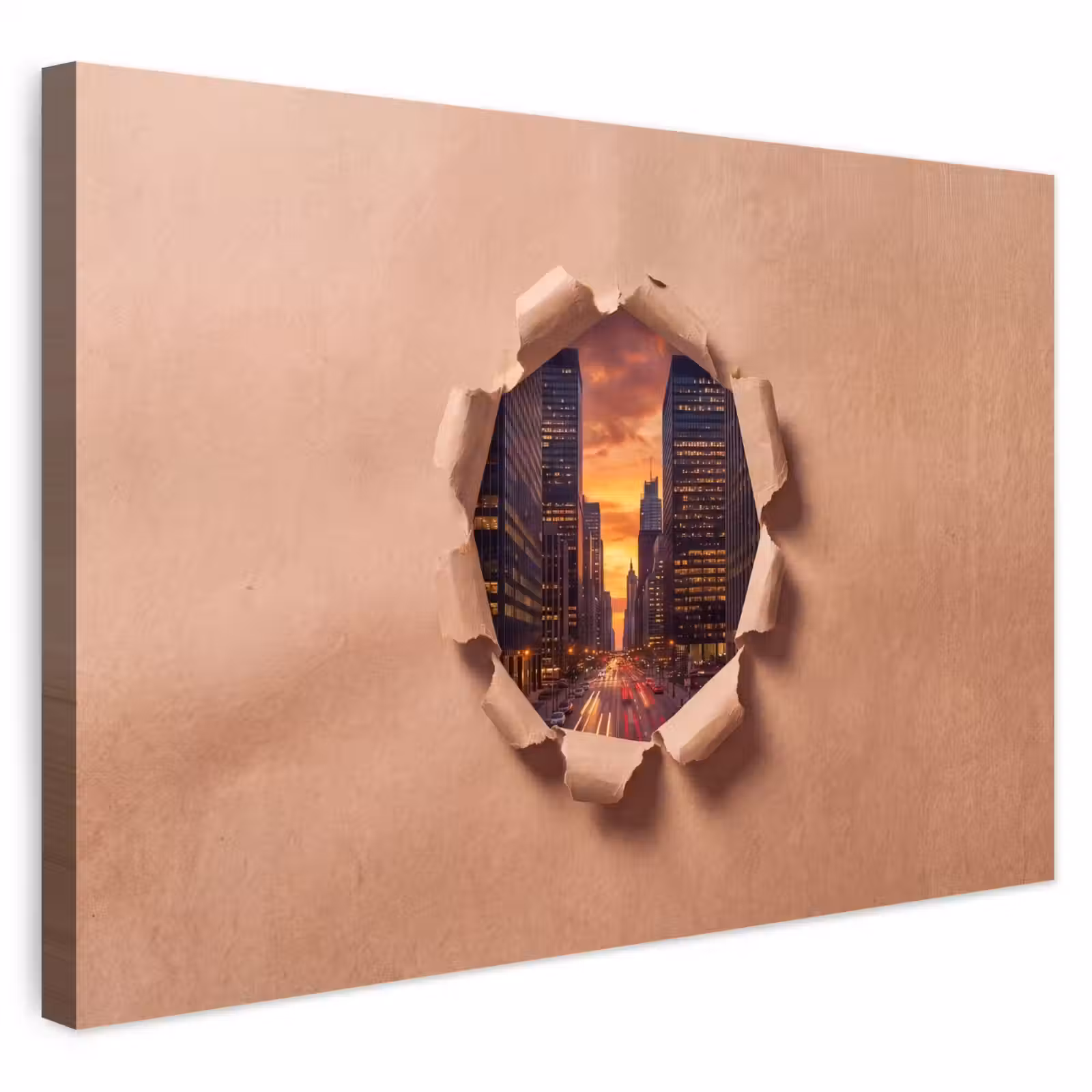 Buiten canvas - Stad - Zonsondergang - Papier — 1